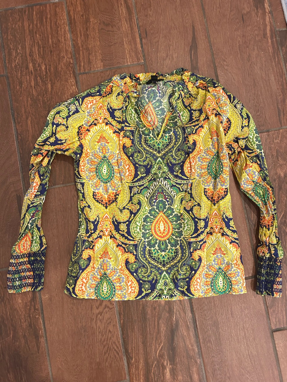 J crew size XS mod 70s long sleeve blouse
